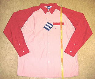 ハンテン・ラグラン2トーンシャツ 色: レッド/ピンク